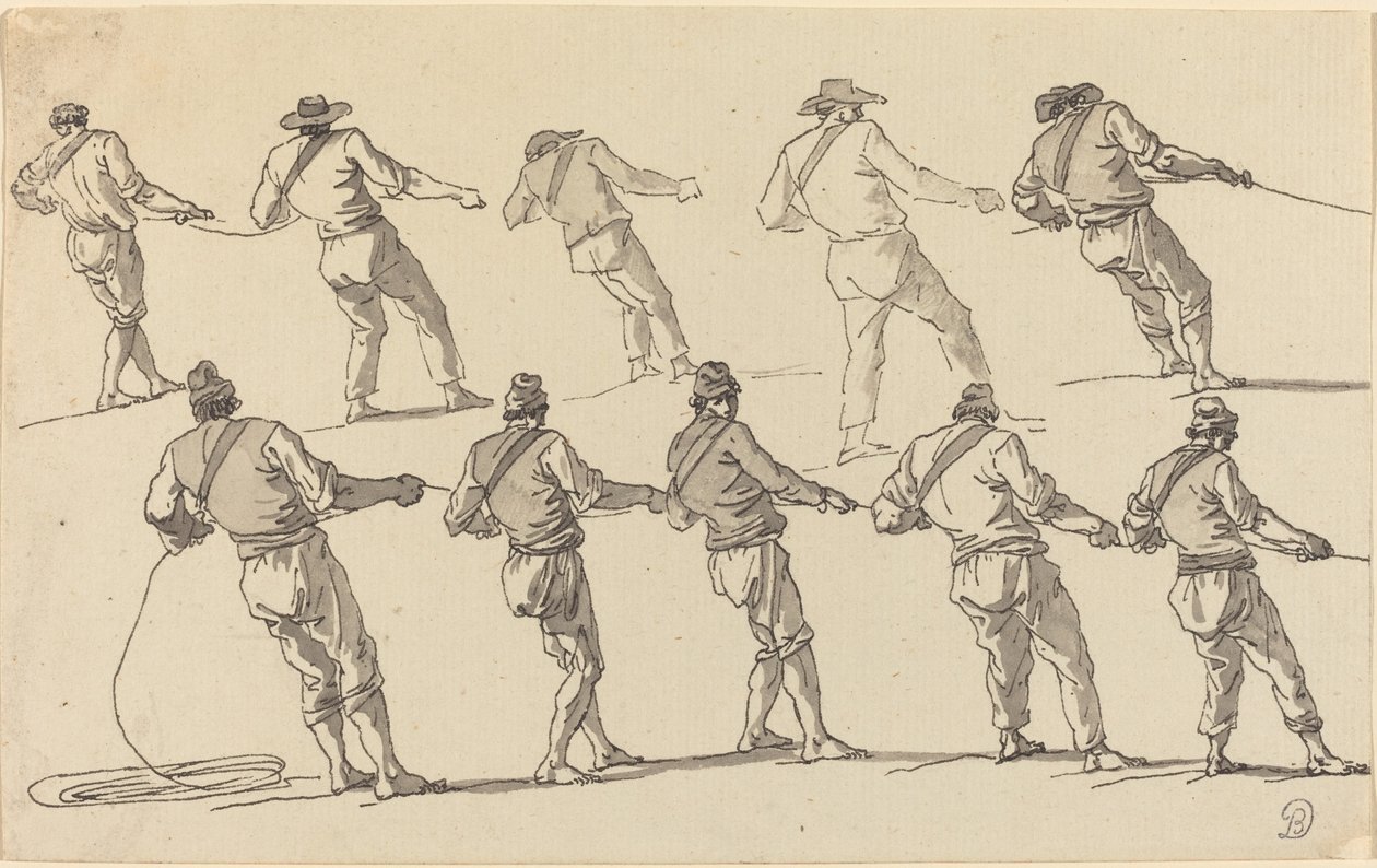İpleri Çeken On Adam by Claude Joseph Vernet