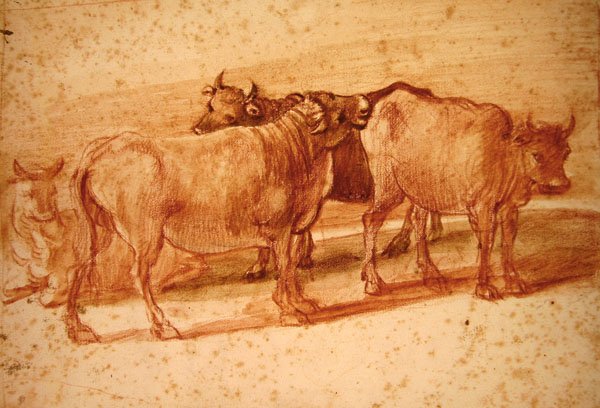 İnekler (kağıt üzerinde kırmızı tebeşir) by Claude Lorrain