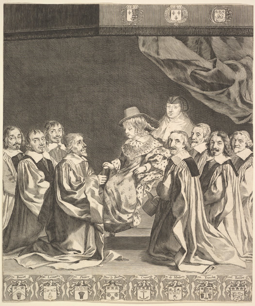 Frontispiece: Kraliyet Yönetmelikleri, yaklaşık. 1644. by Claude Mellan