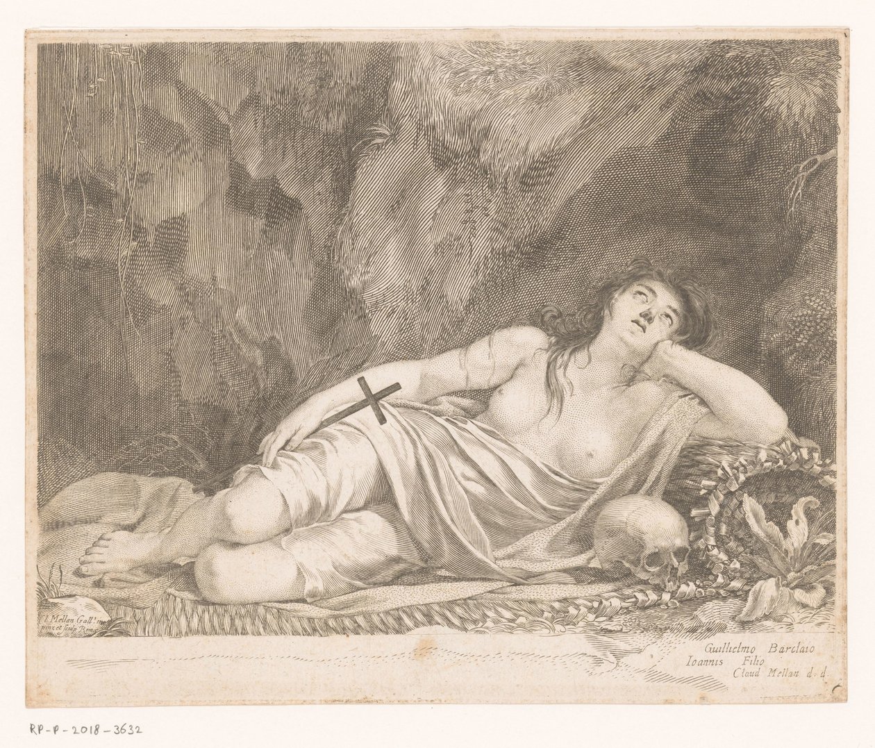 Bir mağarada bulunan Saint Mary Magdalene by Claude Mellan