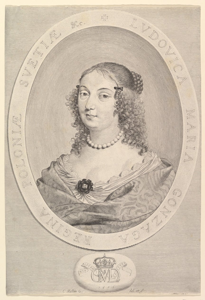 Ludovica Maria Gonzaga, Polonya Kraliçesi, 1645. by Claude Mellan