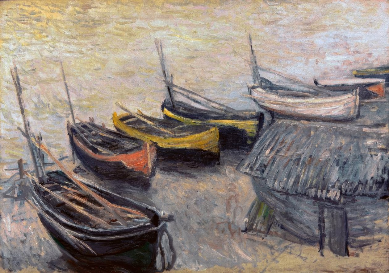 Sahilde tekneler by Claude Monet