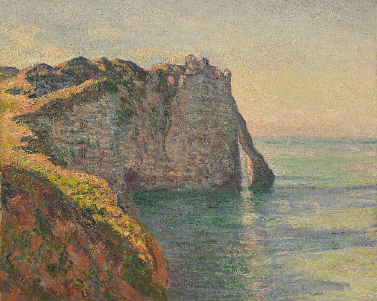 Cliff ve Porte dAval, 1885. by Claude Monet