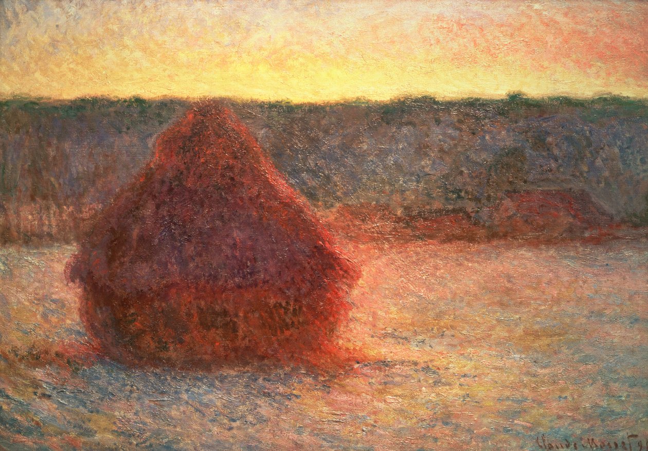 Gün Batımında Saman Yığınları, Frosty Weather, 1891 by Claude Monet