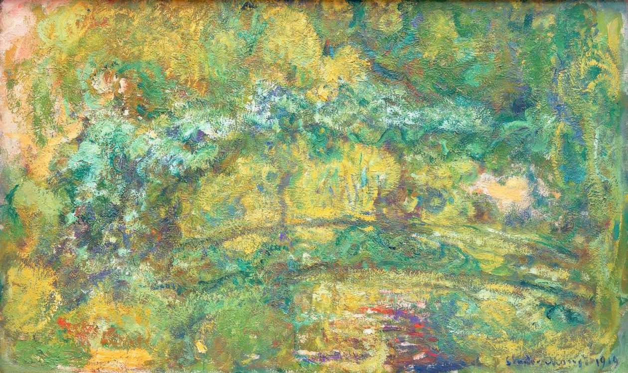 Nilüfer göletinin üzerindeki yaya köprüsü by Claude Monet
