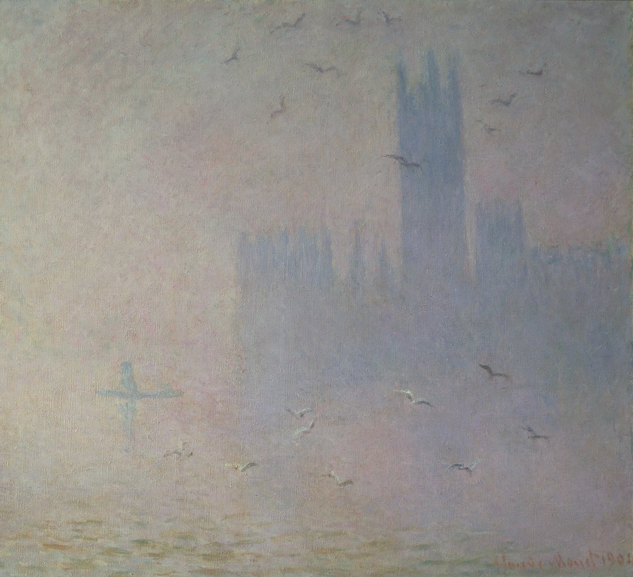Parlamento Binası Üzerinde Martılar, 1904 by Claude Monet