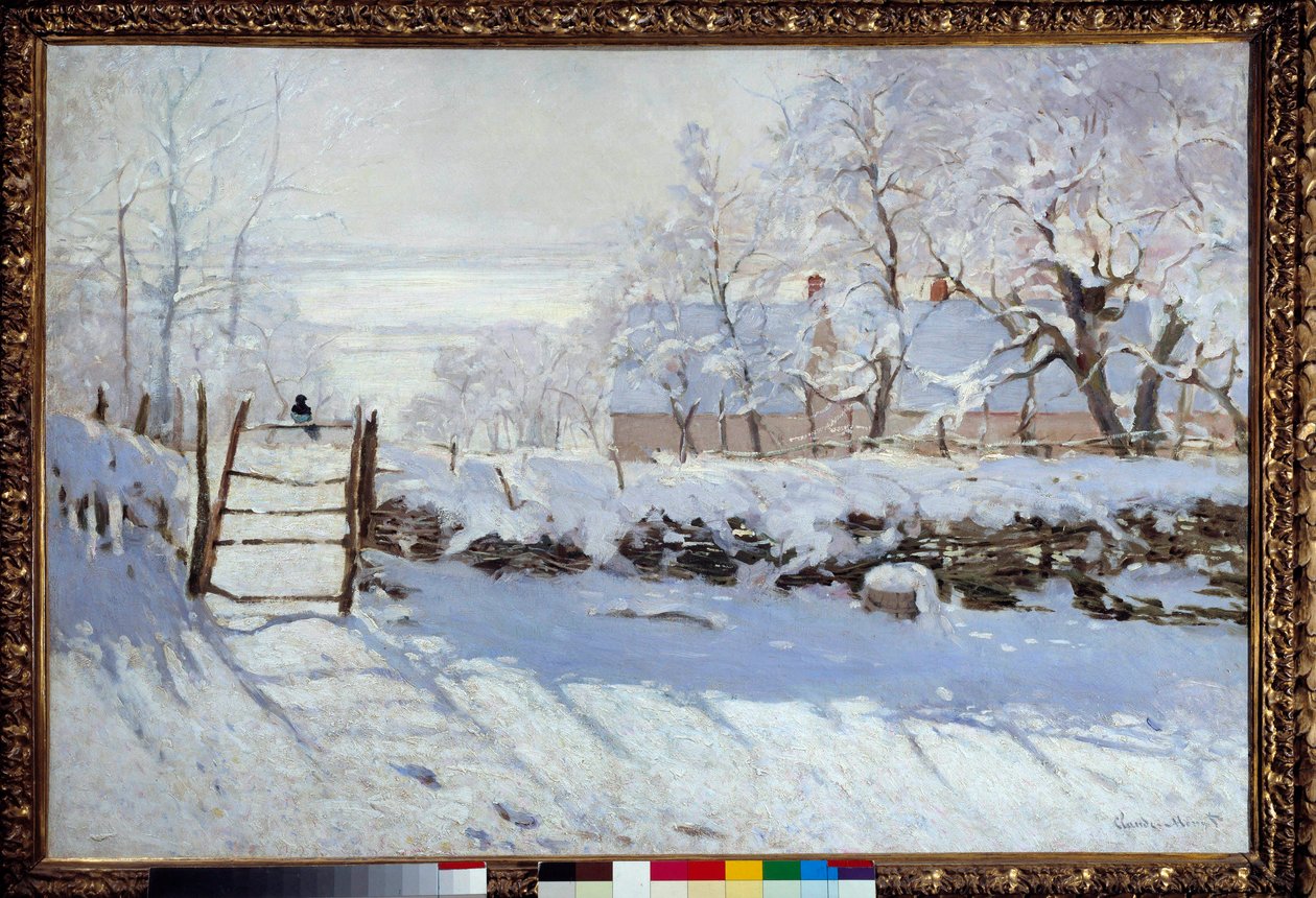 Saksağan (karla kaplı bir manzara, Etretat) by Claude Monet