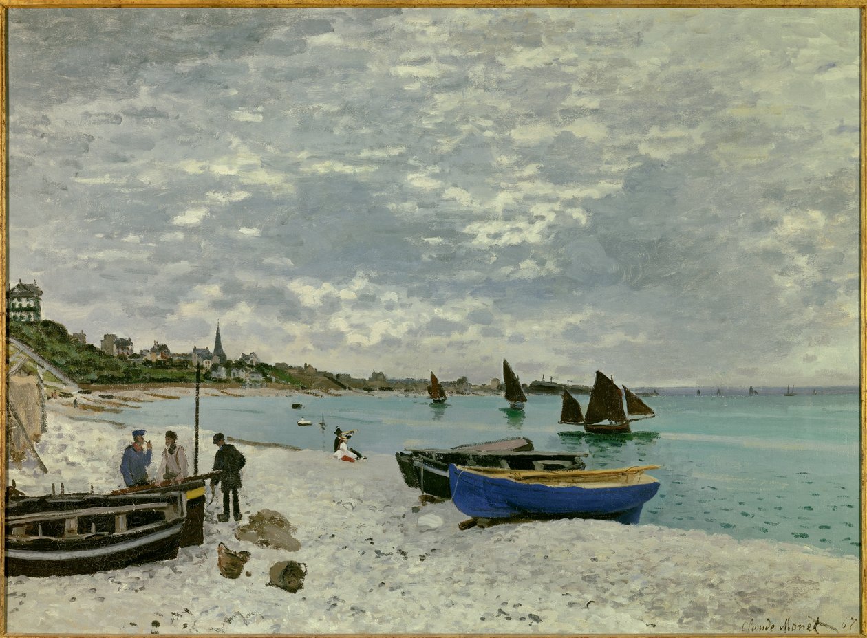 Sainte Adresse plajı by Claude Monet