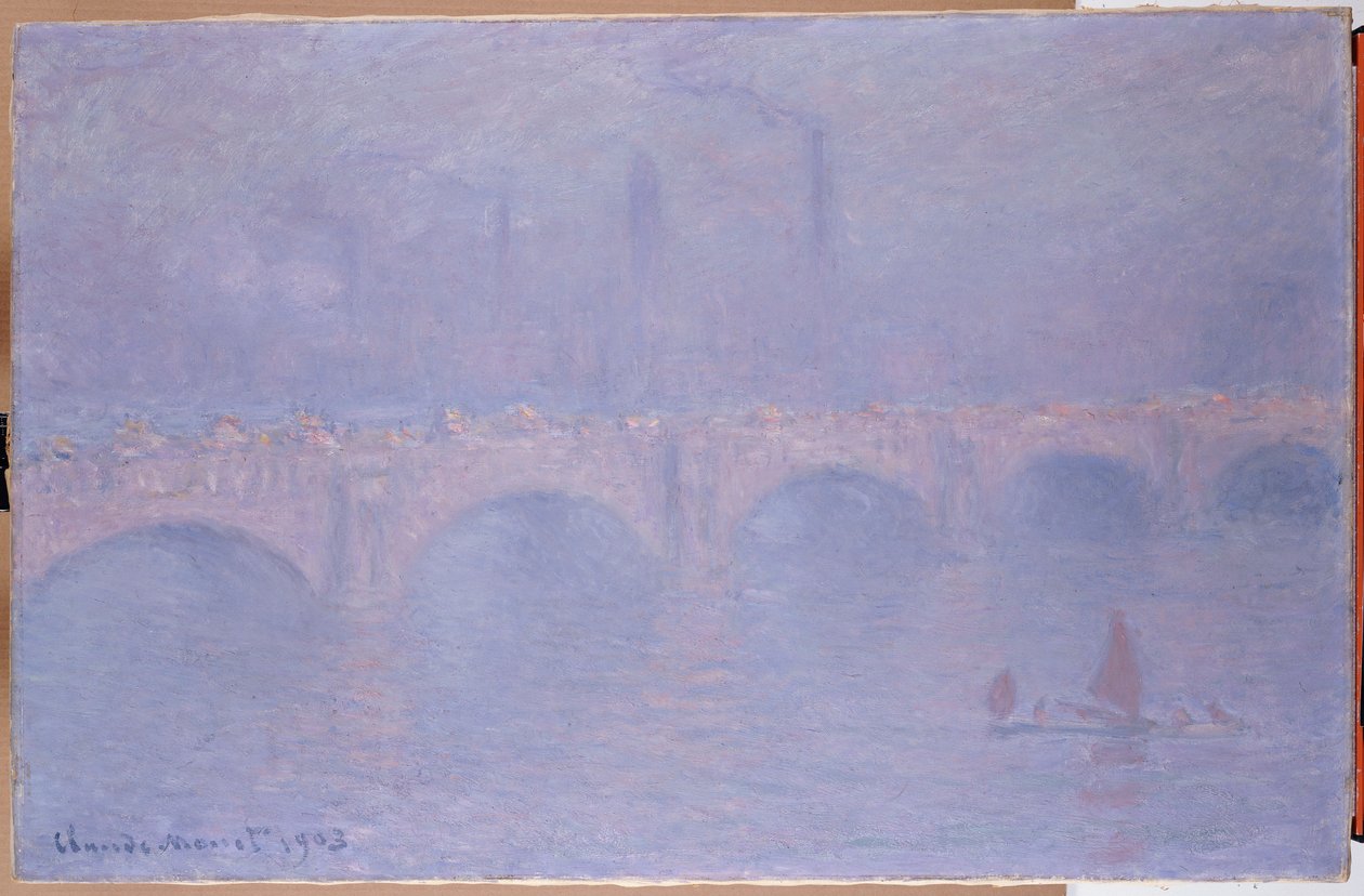 Waterloo Köprüsü, Puslu Güneş Işığı by Claude Monet