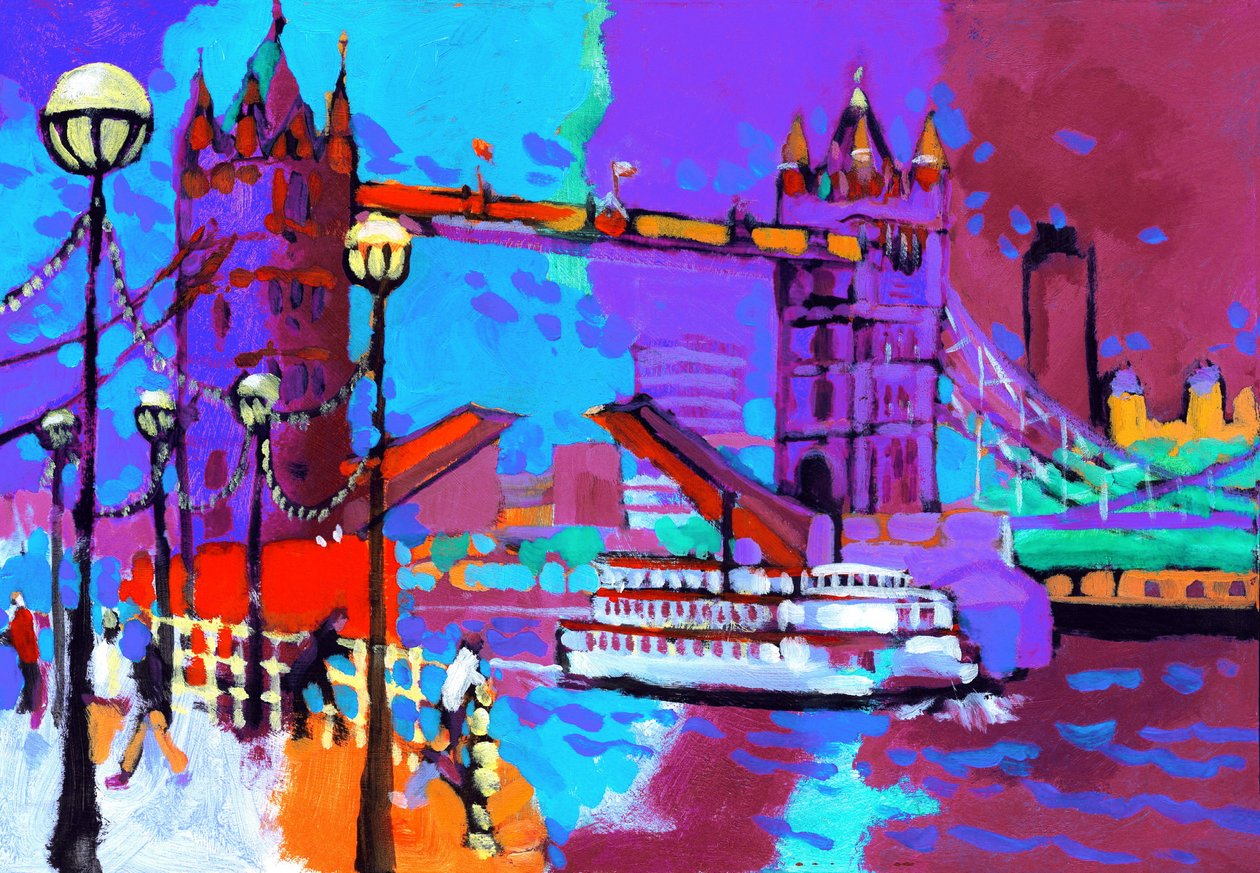 Tower Bridge, 2007 (gemide akrilik) by Clive Metcalfe