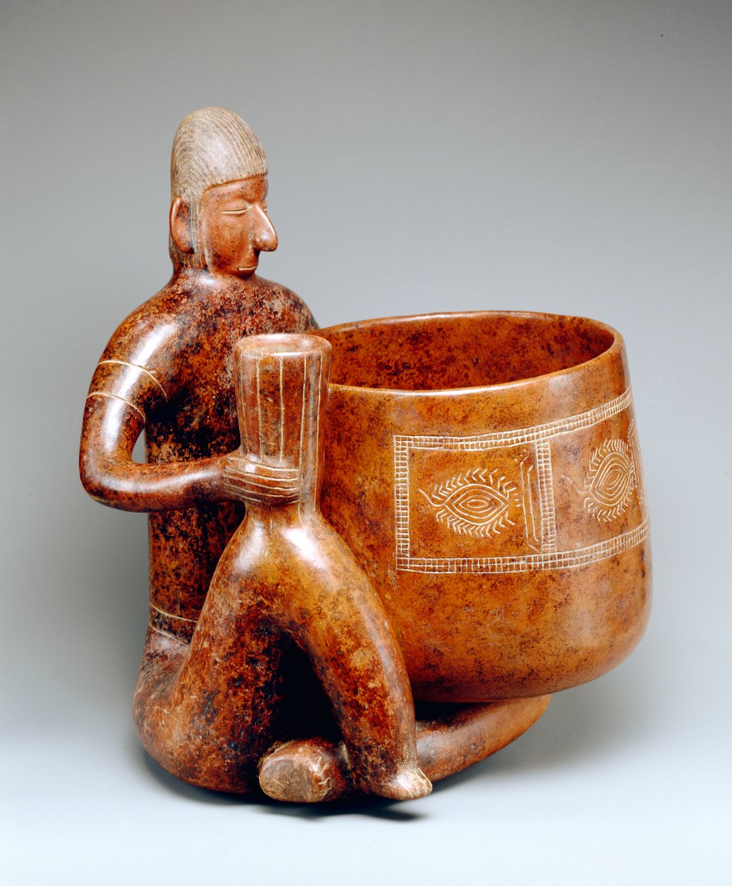Oturan erkek (toprak çanak çömlek) by Colima Culture