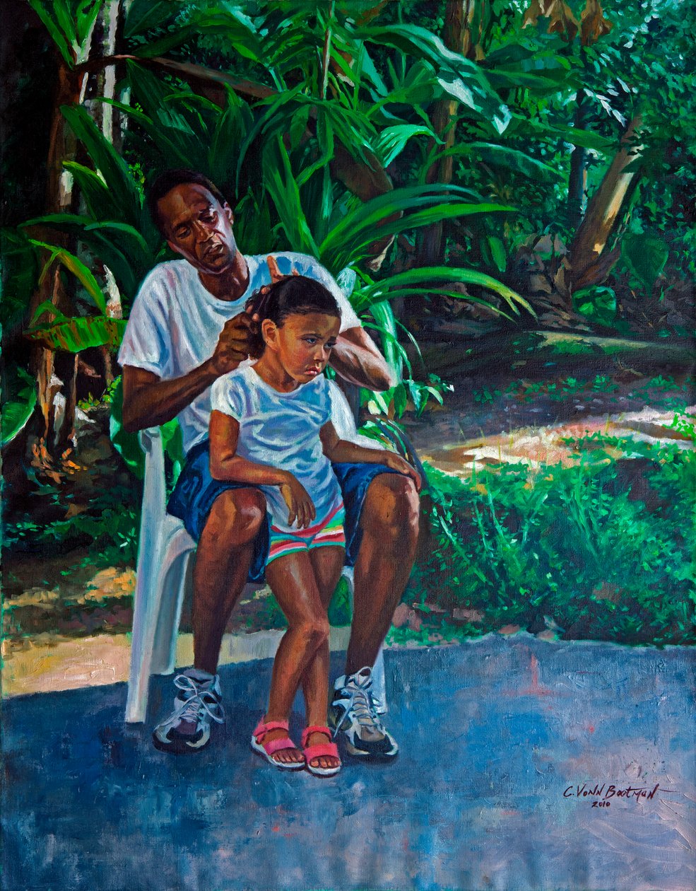 Dede ve Çocuk, 2010 (keten üzerine yağlı boya) by Colin Bootman