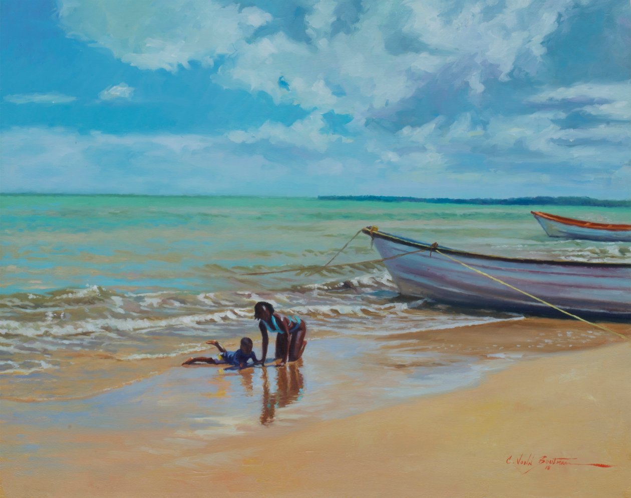 Kaygan Kum, 2018 (keten üzerine yağ) by Colin Bootman