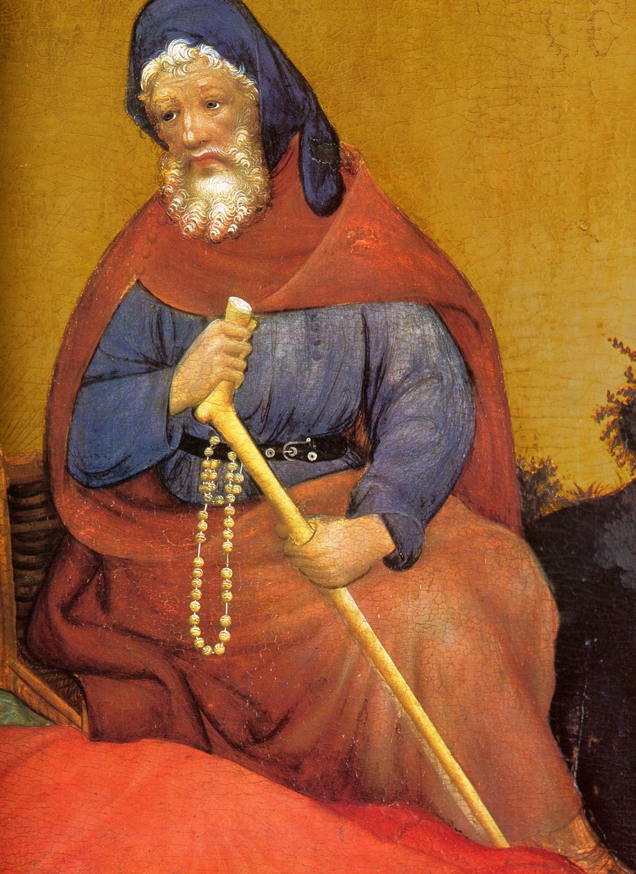 Dortmund, Marienkirche, Konrad von Soest, Marienaltar, orta panel, detay (Josef) by Conrad von Soest