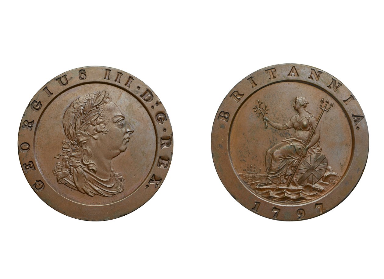 Cartwheel iki peni, 1797 (bronz) by Conrad Heinrich Küchler