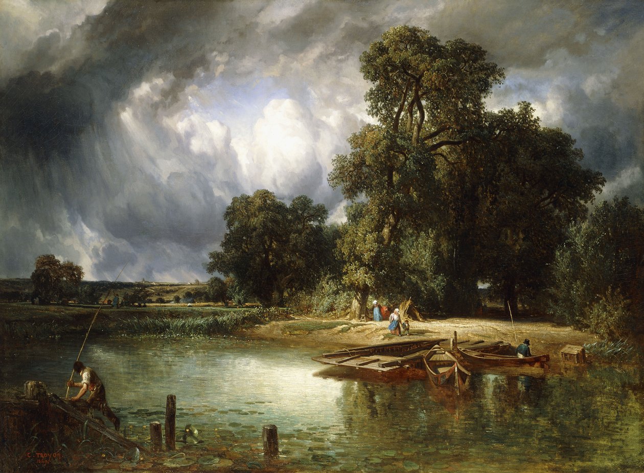 Feribot Geçişi, 1849 by Constant Emile Troyon
