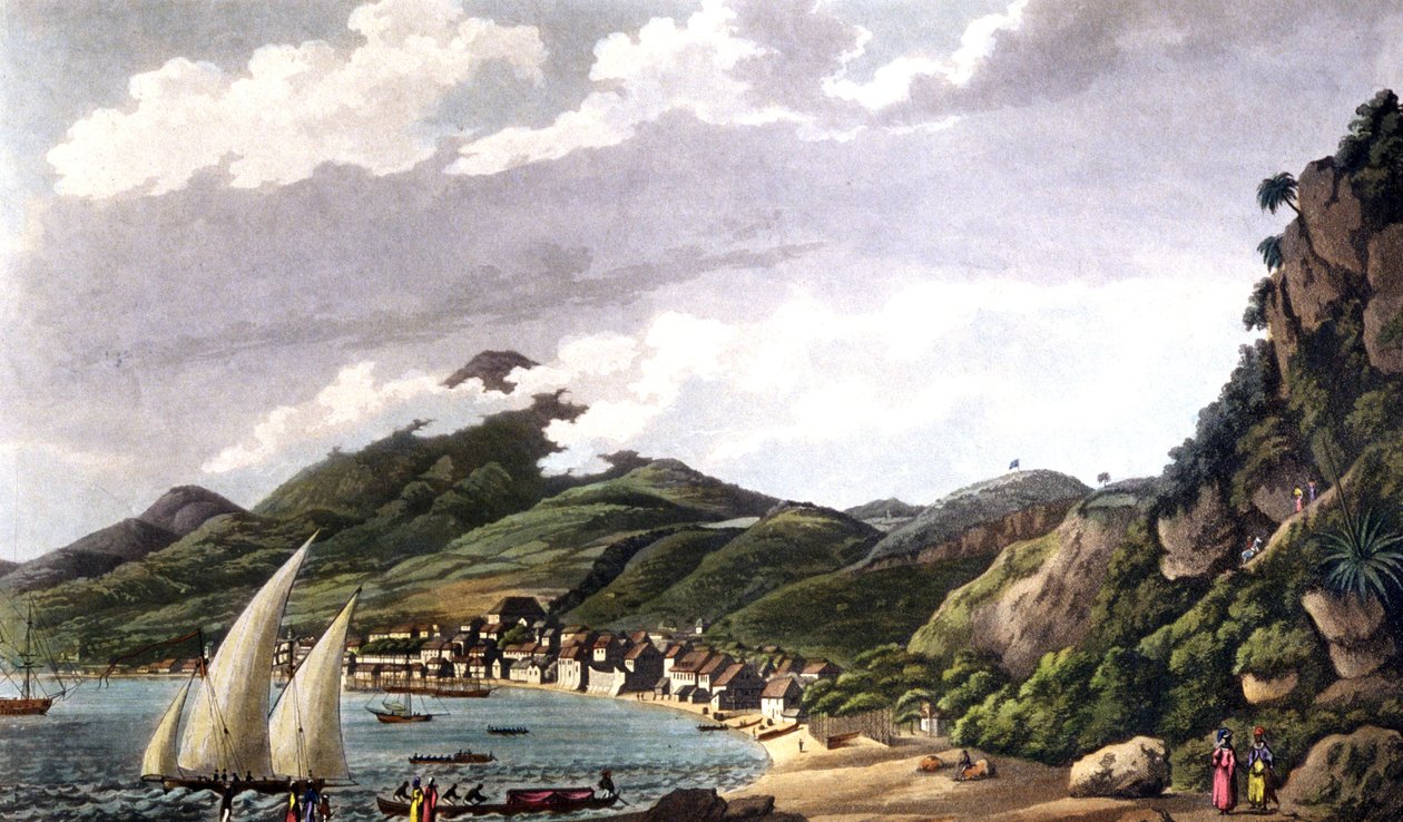Martinik'teki Saint-Pierre körfezinin görünümü by Cooper (after) Willyams