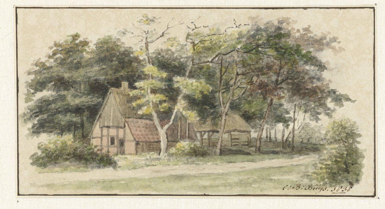 Ağaçlar arasında çiftlik by Cornelis Bernardus Buijs