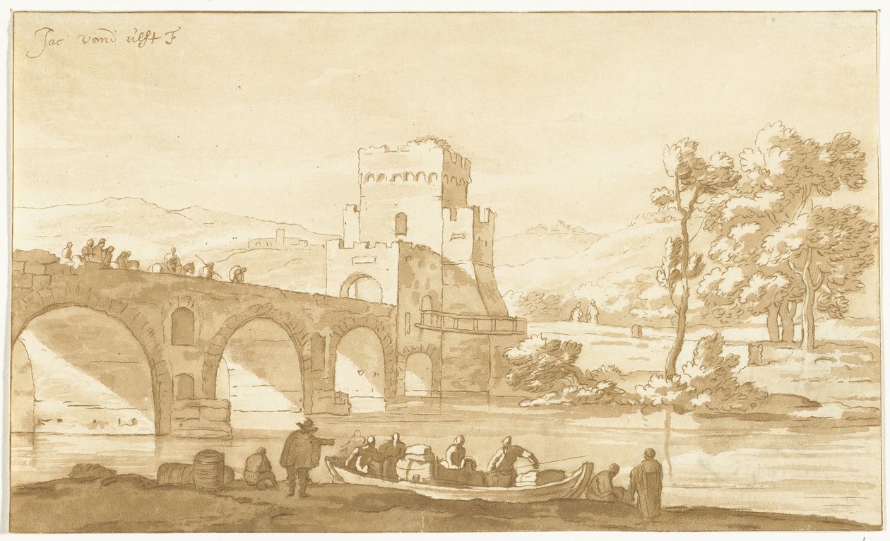 Roma yakınlarındaki Ponte Molle by Cornelis Brouwer
