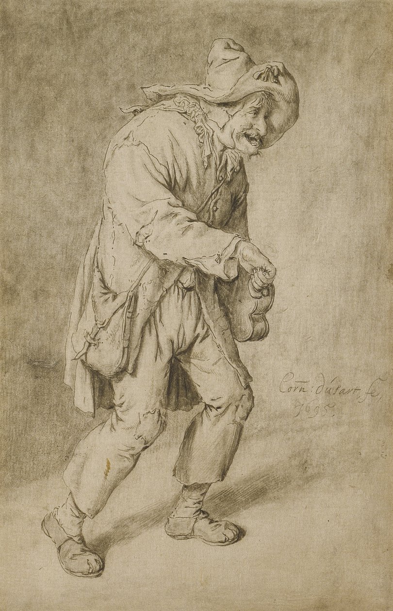 Hurdy-Gurdy Oyuncusu, 1695 by Cornelis Dusart