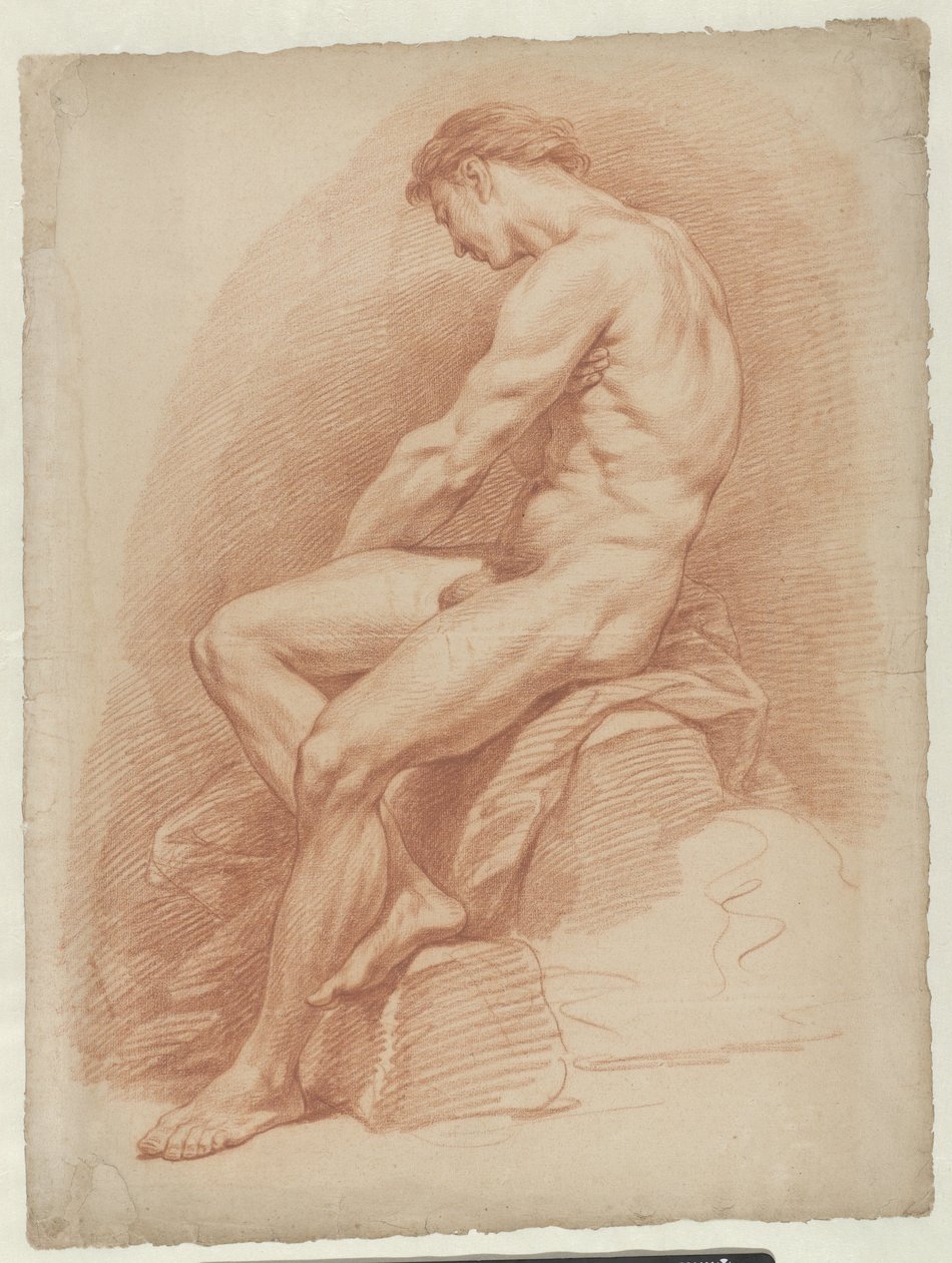 oturmuş erkek çıplak by Cornelis Joseph d