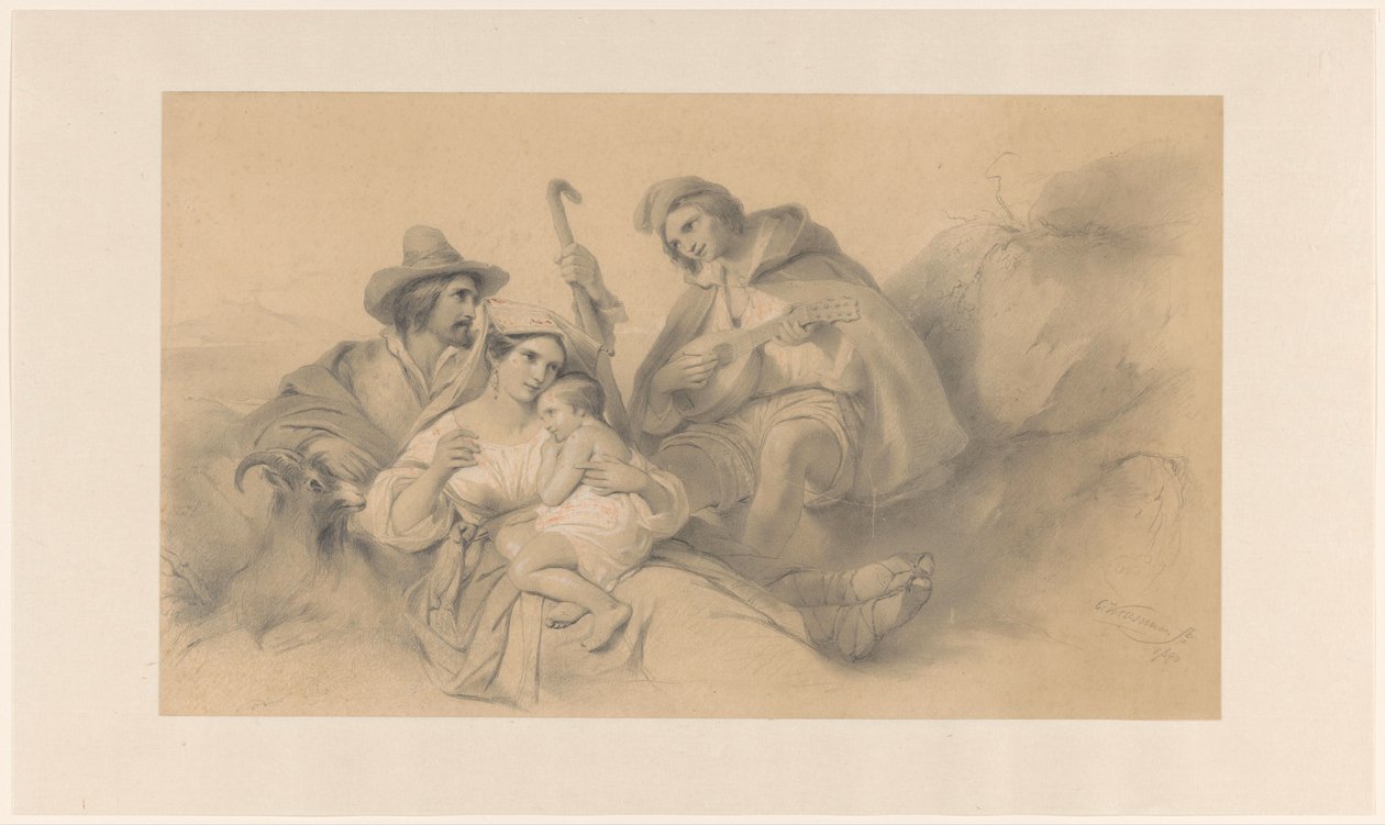 Dinlenme köylüleri by Cornelis Kruseman
