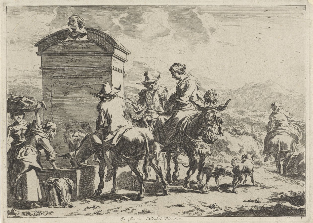 dinlenme yeri Manzaralar (dizi başlığı) by Cornelis Visscher (II)