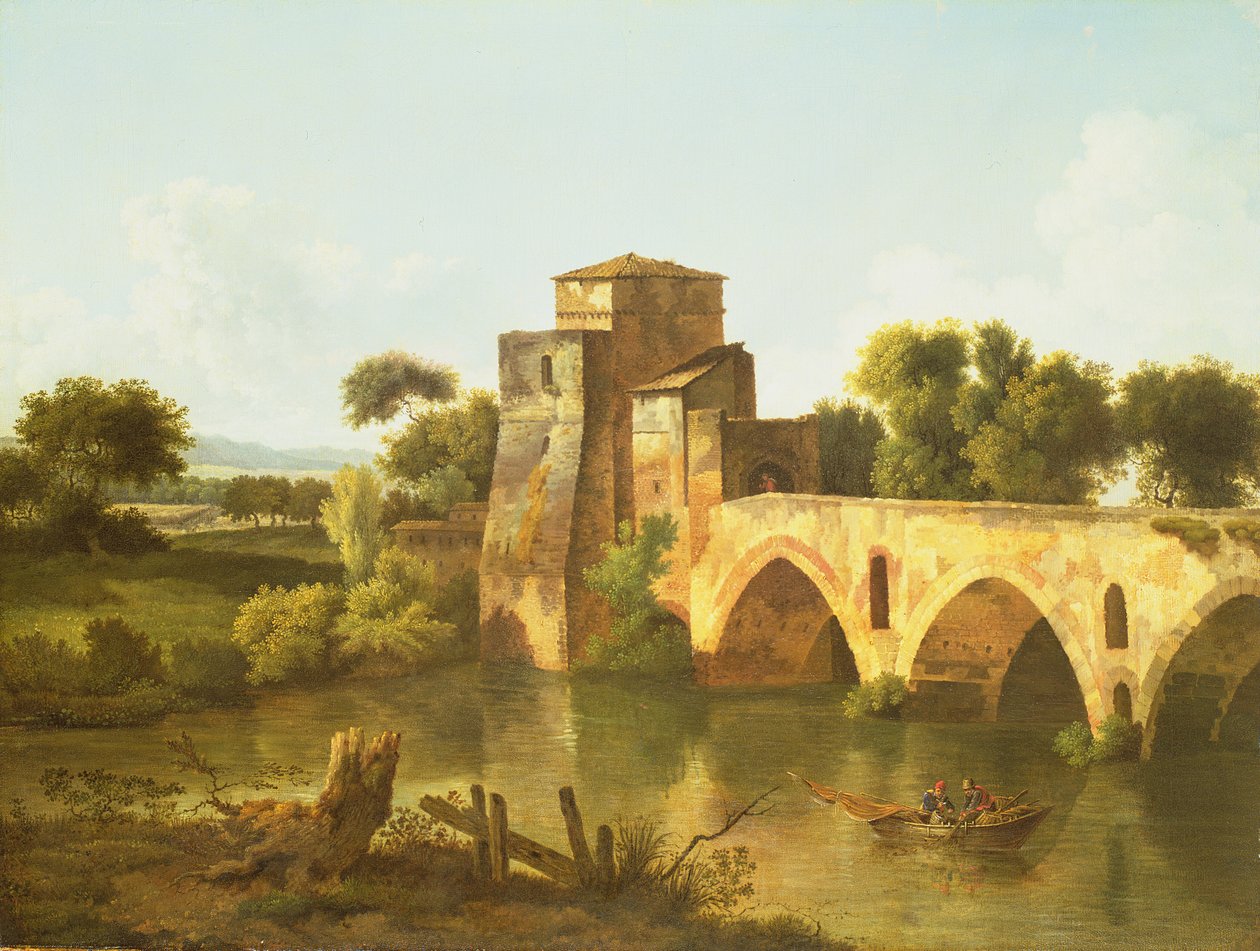 Bir Balıkçı ile Nehir Manzarası by Cornelius Decker