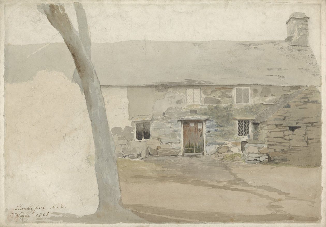 Kulübeler, Llanllyfni, Kuzey Galler, 1805 (kağıt üzerinde grafit üzerinde wc) by Cornelius Varley