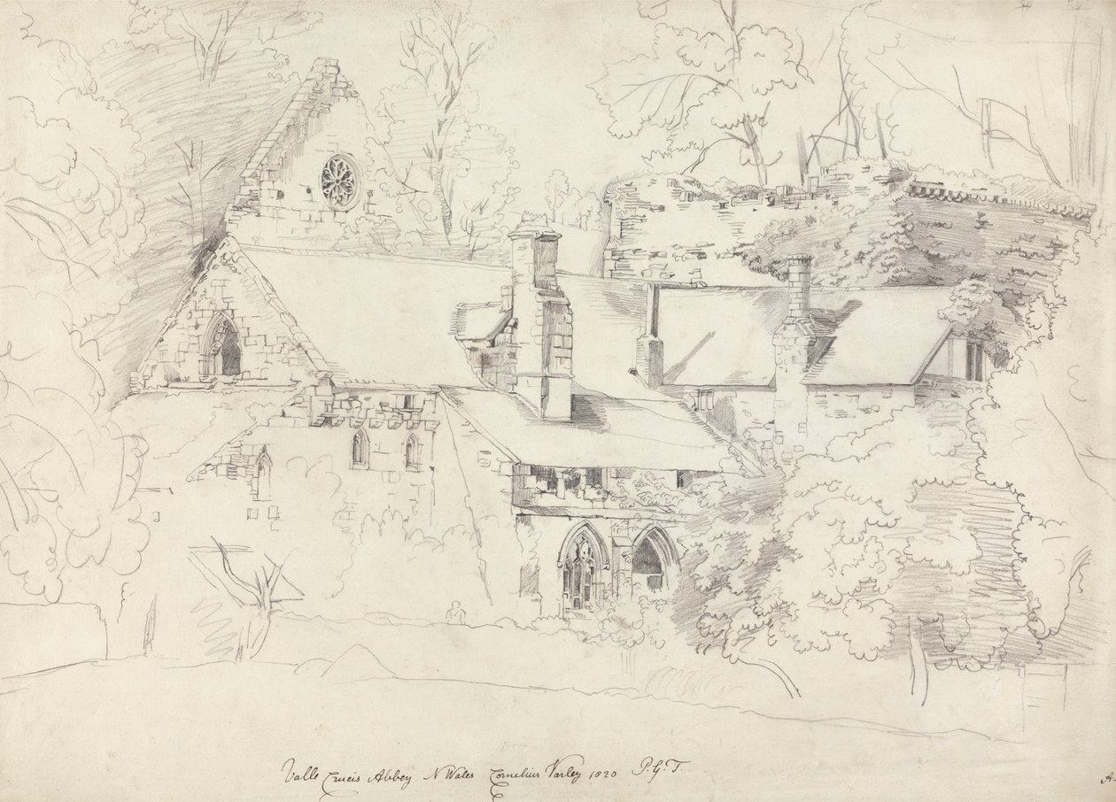 Valley Cross Manastırı, Denbighshire by Cornelius Varley