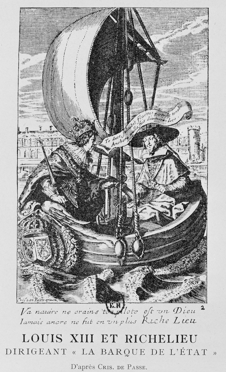 Louis XIII ve Richelieu by Crispin I de (after) Passe