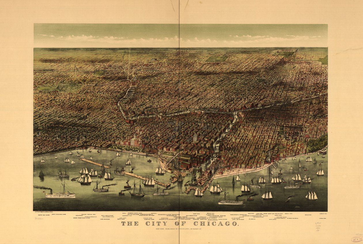 Chicago şehri. by Currier and Ives