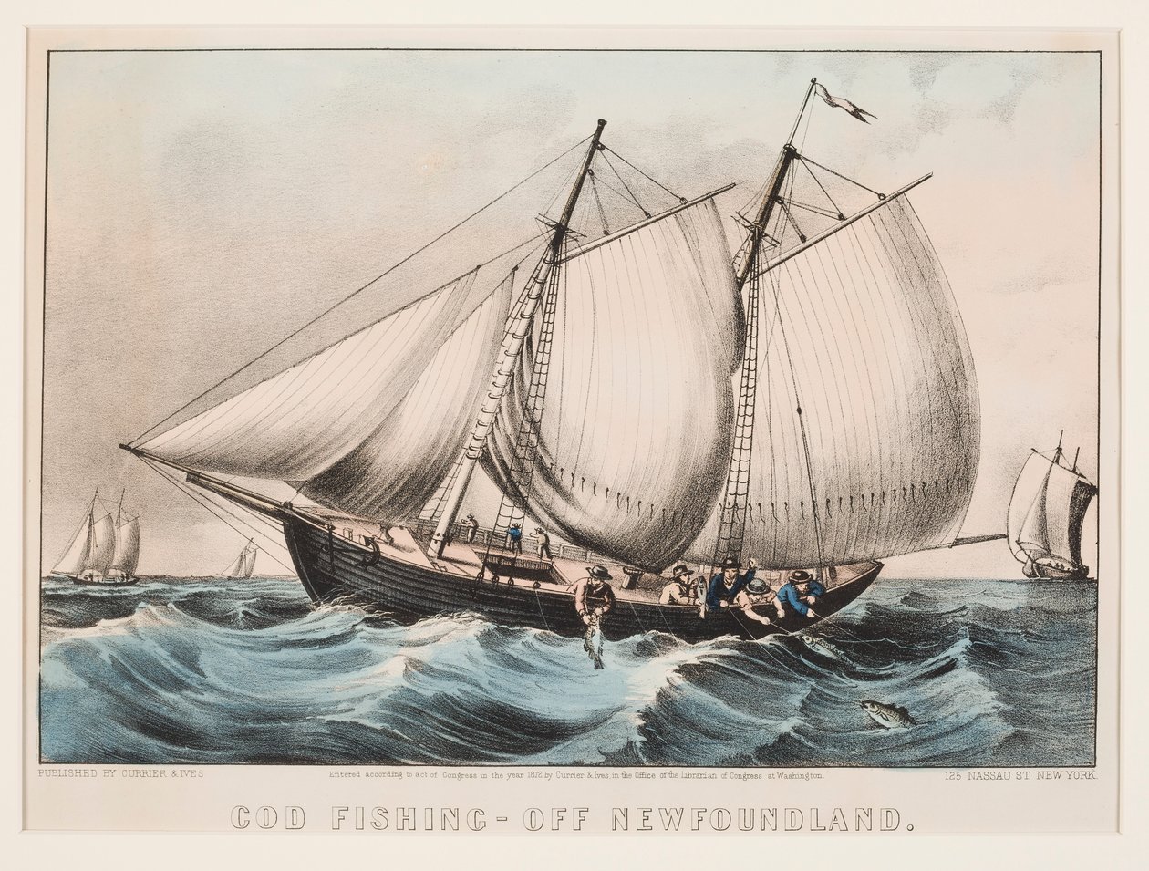 Morina Balıkçılığı - Newfoundland Açıklarında by Currier and Ives