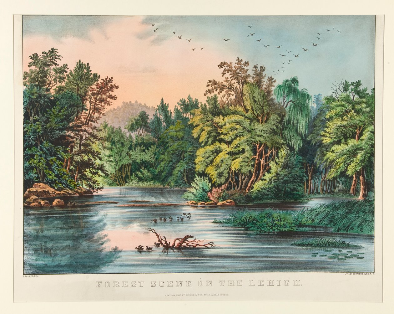 Lehigh üzerinde orman sahnesi by Currier and Ives