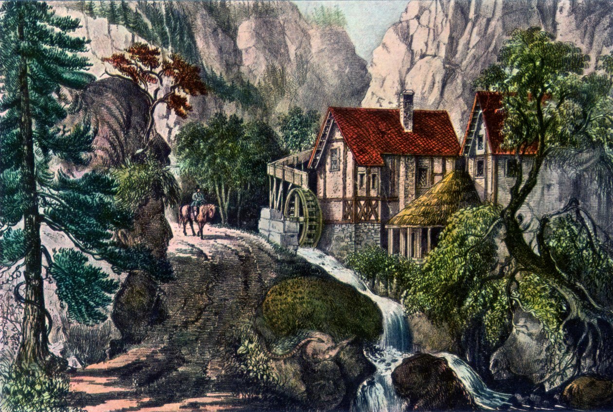 Eski İsviçre Değirmeni, 1872. by Currier and Ives