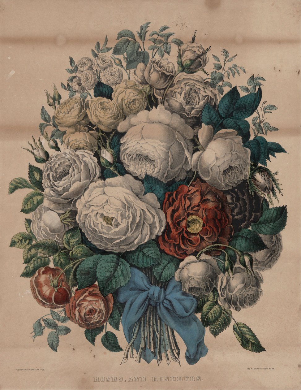 Güller ve Gül goncası by Currier and Ives