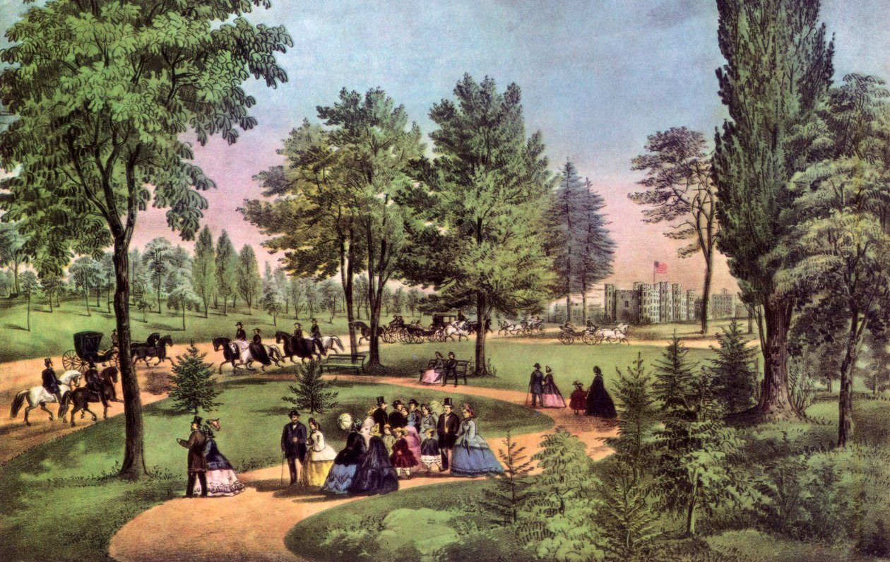 Sürücü, Central Park, 1862. by Currier and Ives
