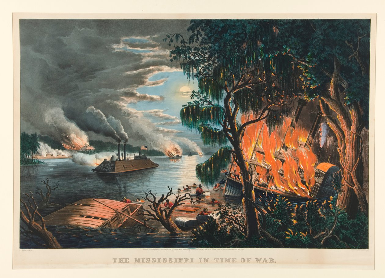 Savaş Zamanında Mississippi by Currier and Ives