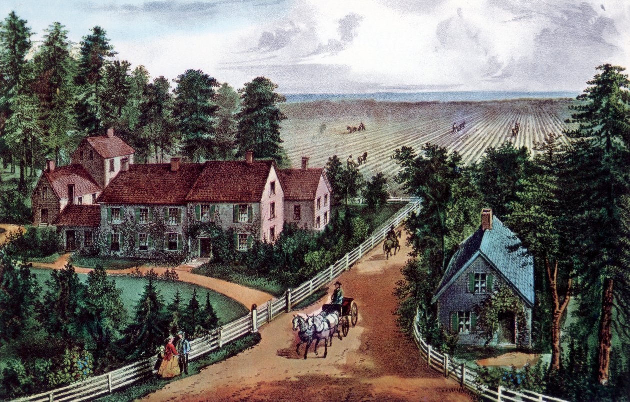 Batı Çiftçi Evi, 1871. by Currier and Ives