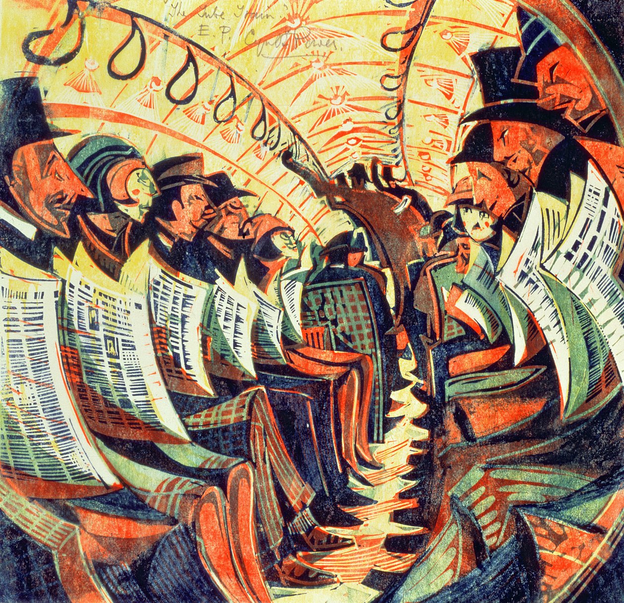 Tüp Tren, c.1934 (linocut) by Cyril Edward Power