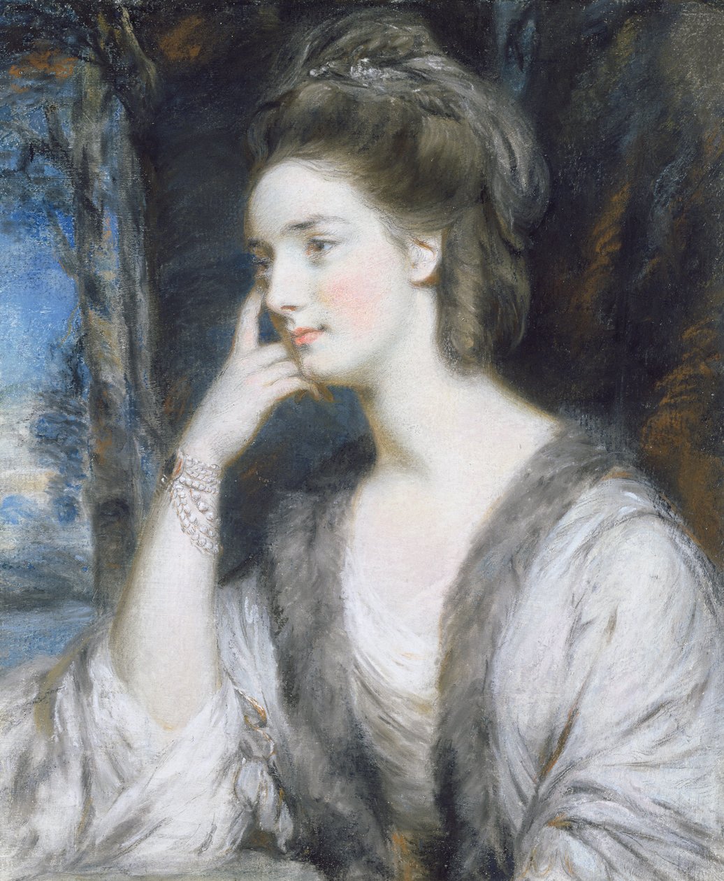 Lady Watkin Williams-Wynn (kağıt üzerinde gövde rengiyle yükseltilmiş kurşun kalem ve pastel) by Daniel Gardner