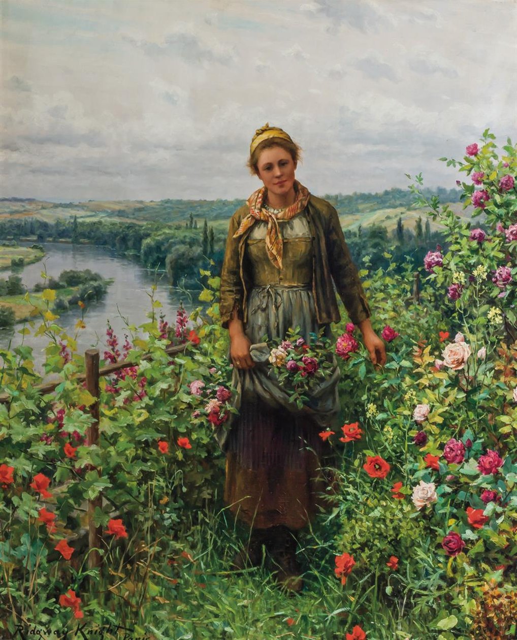 Bahçesinde Bir Hizmetçi by Daniel Ridgway Knight