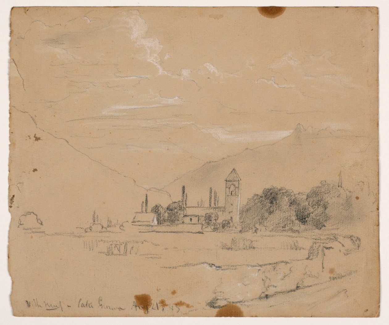 Villeneuve, Cenevre Gölü taslağı by Daniel Huntington