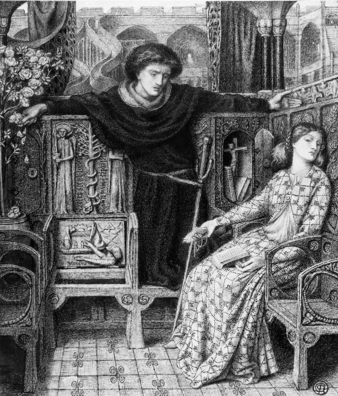 Hamlet ve Ophelia, 1858 by Dante Gabriel Charles Rossetti