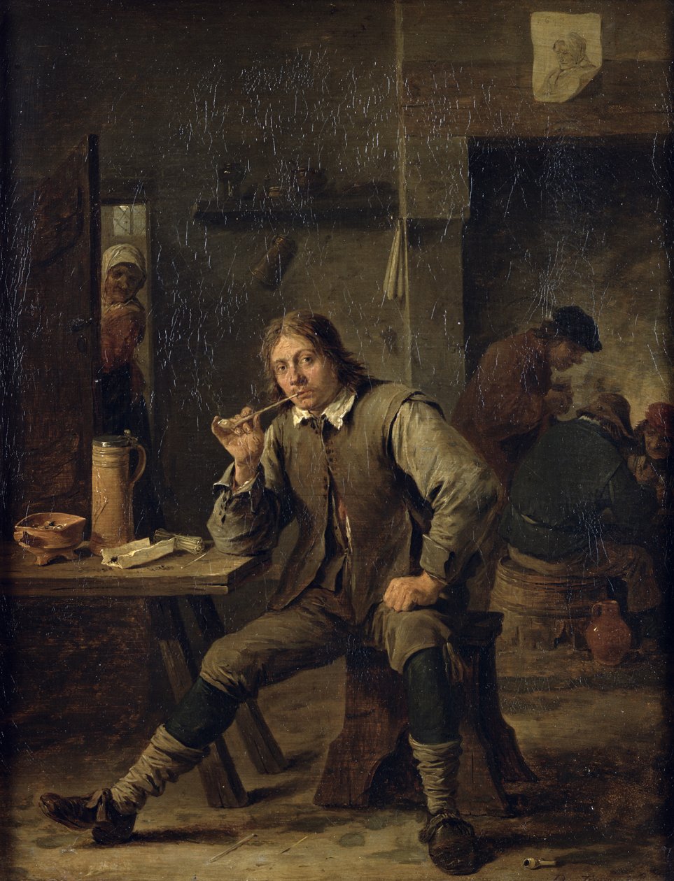 Masaya Yaslanmış Sigara İçen, 1643 by David Teniers the Younger