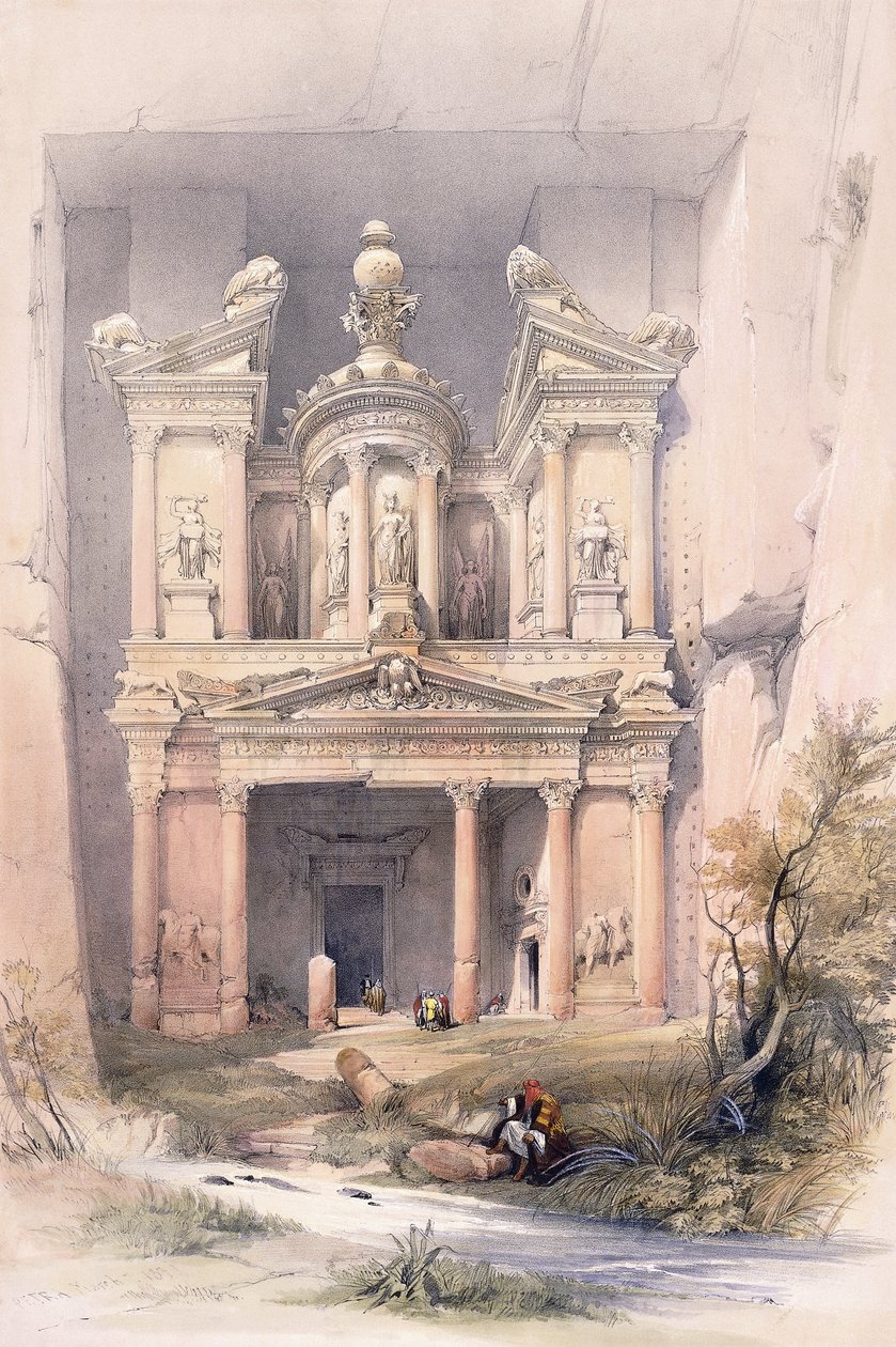 El Kasne (Hazine), Petra, Mart 1839 by David (after) Roberts