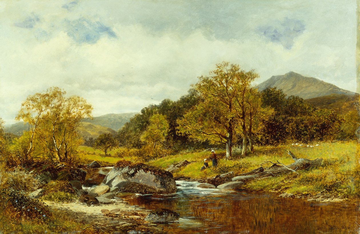 Nehir kıyısında (tuval üzerine yağlı boya) by David Bates