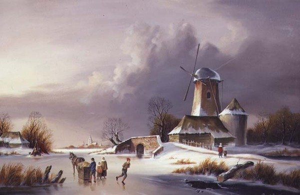 Hollanda Donmuş Nehir Manzarası by David Beatty