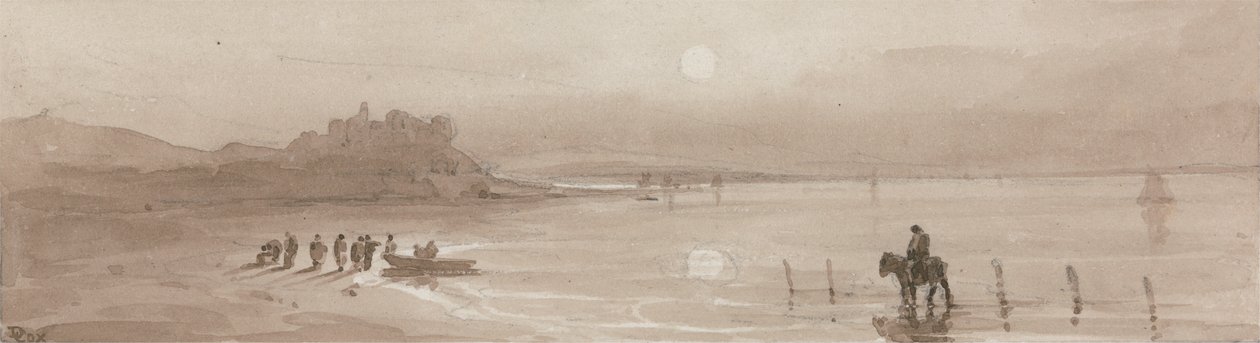 Sahil, Harlech Kalesi ile Gün Batımı by David Cox