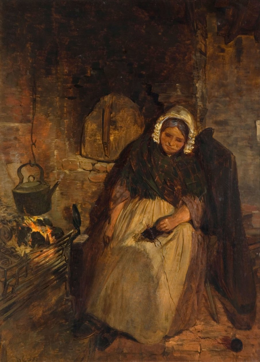Uyuyan Yaşlı Bir Kadın, 1859. by David Cox the elder